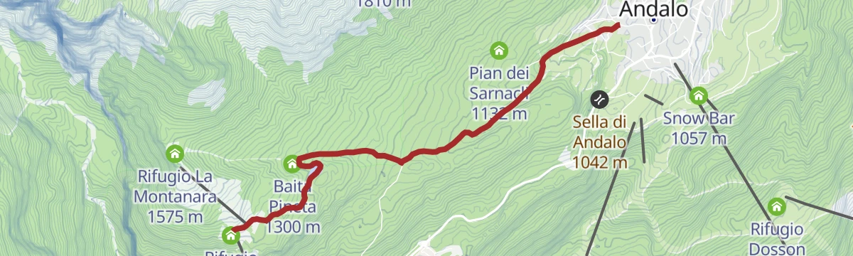 Route map: Walk from Andalo to Pradel
